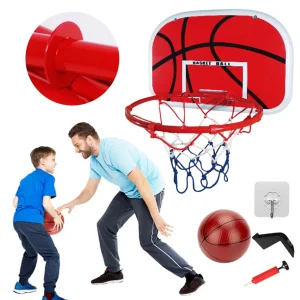 Mini basketkorg med boll och pump – portabel och justerbar för inomhus- och utomhuslek