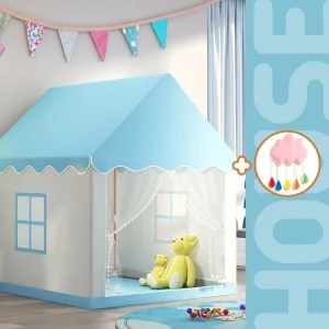 Sänghimmel med avdelningstält – Sagolikt prinsessslottslekhus (portabelt, ljus ingår ej)