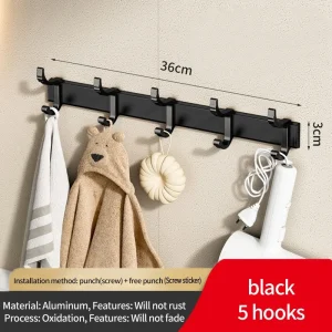 Borrfri uppgradering: justerbar bredd och tjocklek – dörrkrok, klädkrok för badrum och kök (6-pack)