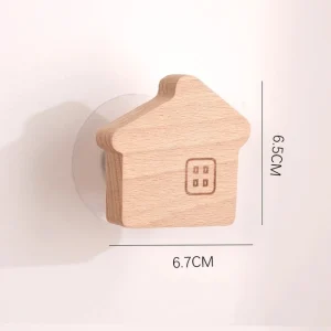 Söt trädjurskrok – väggkrok i bokträ för nycklar och kläder