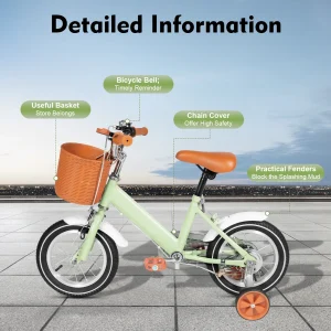 Barncykel 12 tum – justerbar sadel och styre, balans- och pedalledslärningscykel, rosa/grön