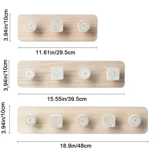 Väggmonterad nordisk träkrok – praktiska 3/4/5-krokar, nyckelhållare och rustik hatt- och klädkrok för hallen