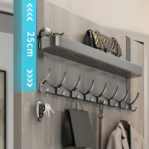 Väggmonterad hängare i aluminium – utan borrning, justerbar och mångsidig för hall och badrum