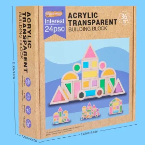 Alternative view of Barnens regnbågsfärgade trä- och akrylblock – forminlärande kreativa leksaker