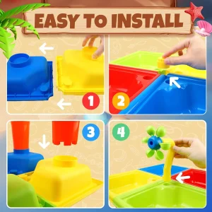 25-delars Sommar Vattenbord för Småbarn — 4 i 1 Lekutomhus (Vatten och Sand)