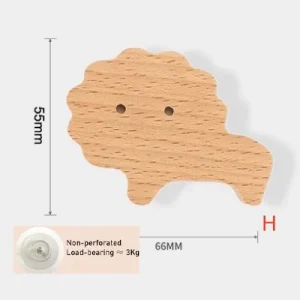 Söt väggkrok i trä för barnrum – djurmotiv, enkel krok för nycklar och upphängning