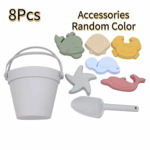 8-delars silikonstrandleksaksset för barn – mjuka lekredskap för sandlåda och strand