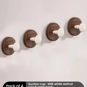 Självhäftande dörrkrok i träimitation – väggmonterad utan borr, handduks- och klädkrok för kök eller badrum