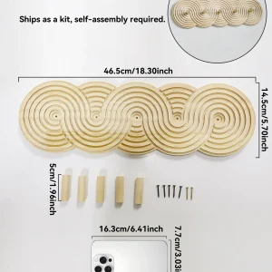Boho träväggkrok med spiralmönster – femkrokar för entré och sovrum