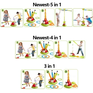 Musiklekset 3 i 1: Hopp-, ringkastningslek och raketstart för barn