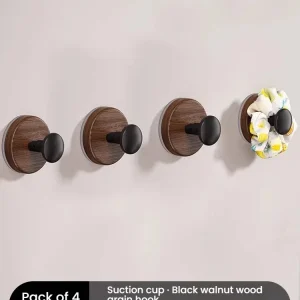 Självhäftande dörrkrok i träimitation – väggmonterad utan borr, handduks- och klädkrok för kök eller badrum