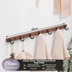 Träväggmonterad klädhängare med nyckelhållare – dekorativ upphängning för hattar, scarfs och väskor