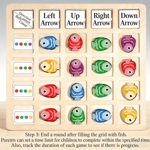 Träpussel för riktningar – färg- och pilinlärning för småbarn