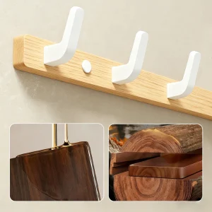Valnötsträ Väggmonterade Hallhakar – Rustika Hakar för Kappor, Hattar, Väskor och Nycklar