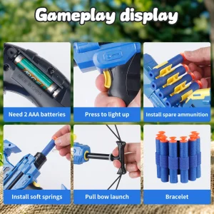 Blå/vit båg- och pil-leksak för barn – För inomhus- och utomhuslek, perfekt present till högtid eller skolstart