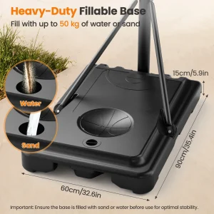 Portabel basketkorg med hjul – justerbar höjd 135–305 cm