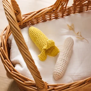 Heklade frukter med träring – teether och leksaker för spädbarn