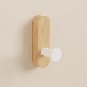 Självhäftande väggkrok i valnötträ (1 styck)