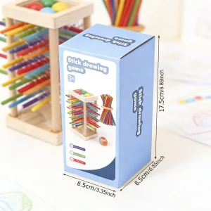 Trästickdraglek – färgglada pinnar i ram för små barn