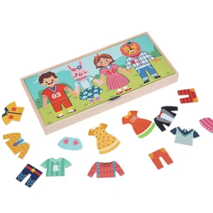 Träpussel: Kläder på lina – Dress-up, matchning och sortering (Montessori)