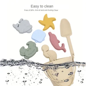 8-delars silikonstrandleksaksset för barn – mjuka lekredskap för sandlåda och strand
