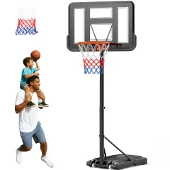 Portabel basketkorg med hjul – justerbar höjd 135–305 cm