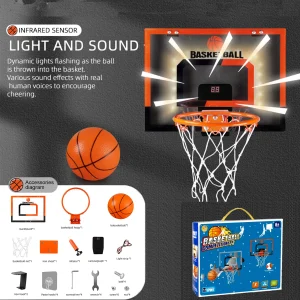 Alternative view of Väggmonterad hopfällbar basketkorg för barn – dunkspel, inomhus/utomhus, för 3 år och uppåt