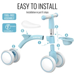 4-hjuls balanscykel för bebisar 12–24 månader – Pedalfri balanscykel för pojkar och flickor från 1 till 2 år