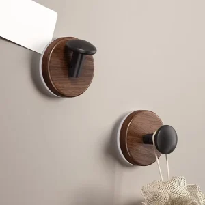 Alternative view of Självhäftande dörrkrok i träimitation – väggmonterad utan borr, handduks- och klädkrok för kök eller badrum