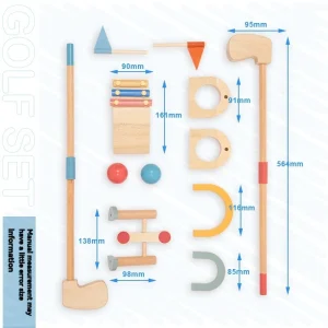 Trä golfleksaksset för barn – Pedagogiskt set för småbarn (utomhus och inomhus)