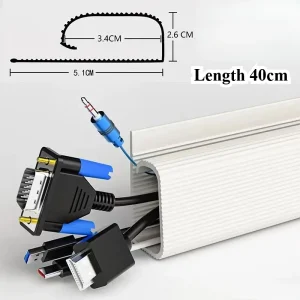 Under skrivbordet kabelorganizer 40 cm – Självhäftande kabelkanal för hem och kontor