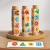 Träklossar med roterande mönster – matchningsspel för barn