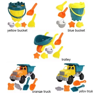 Sandset för utomhuslek – förälder–barn interaktivt set med spade, räfsa, formar, hink, lastbil och vagn