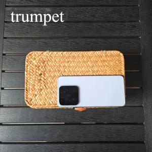 Handvävd stråkorg i vintagestil med lock – rektangulär förvaringskorg