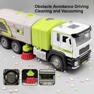 1:50 Skala Elektrisk Sopbil Modell – Metall Diecast med Ljud och Ljus, Leksaksbil för Barn