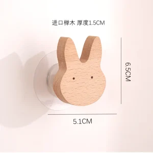 Stjärn-/månkrok i trä – söt tecknad djurdekoration med väggkrok