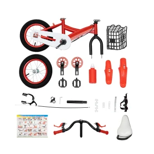 12-tums barncykel med stödhjul och dubbla V-bromsar — justerbar höjd (2–4 år)