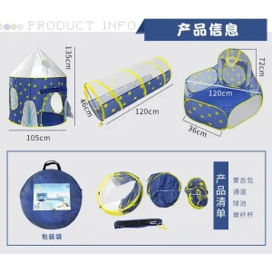 3 i 1 Inomhuslekset: Havsbolls-Pool, Tepee och Tunnel