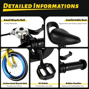 14‑tums barncykel i kolstål med avtagbara stödhjul – för 2–4 år 7 14‑tums barncykel i kolstål med avtagbara stödhjul – för 2–4 år