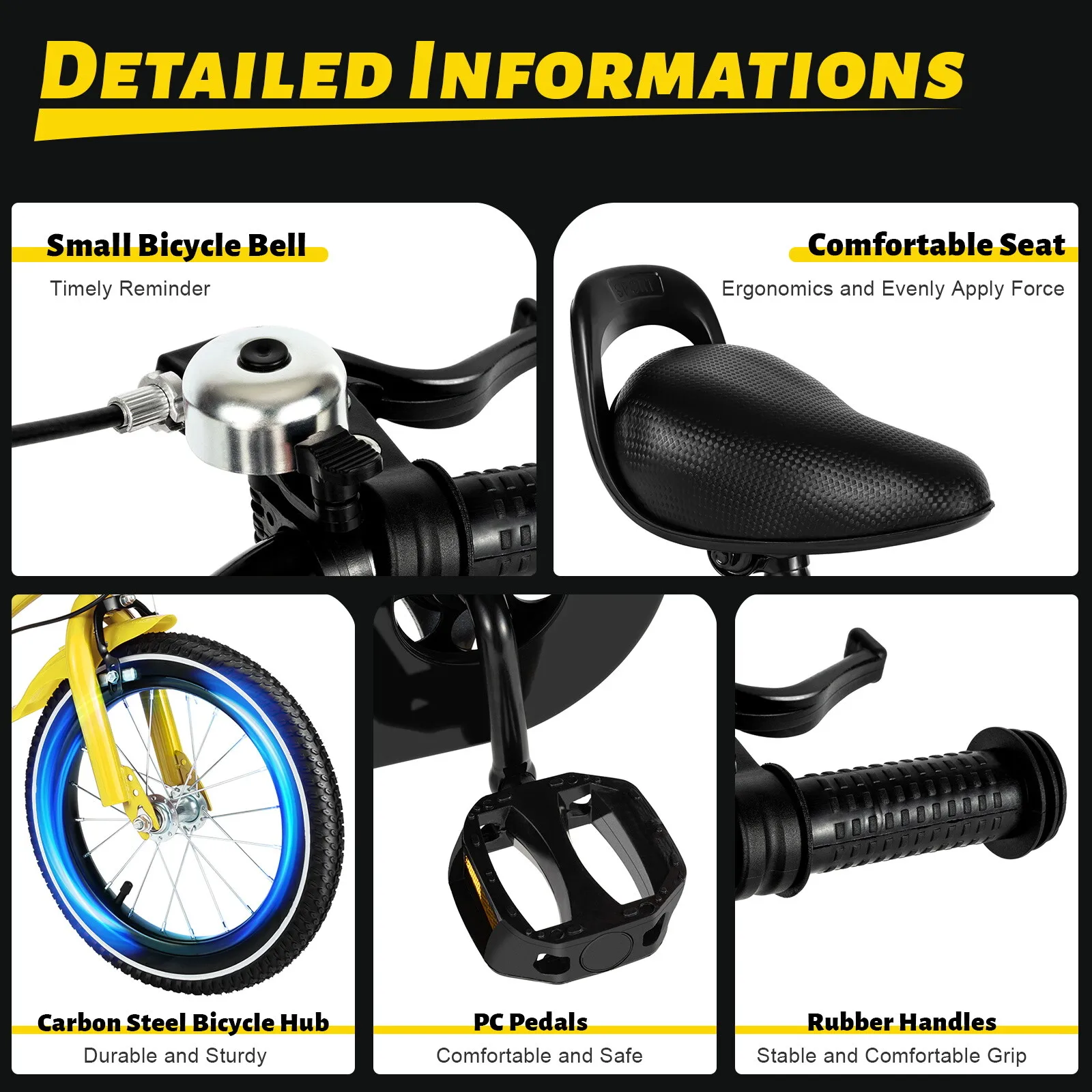 14‑tums barncykel i kolstål med avtagbara stödhjul – för 2–4 år 3 14‑tums barncykel i kolstål med avtagbara stödhjul – för 2–4 år - Bild 3