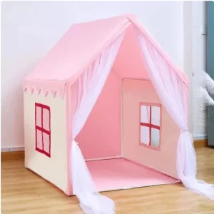 Portabelt småbarns lekstält – husformat Teepee, rosa/blå