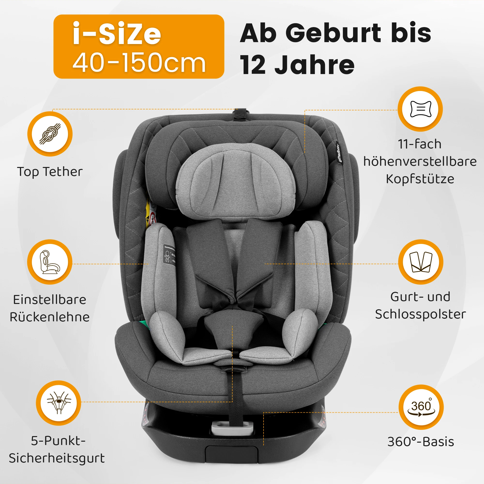 360° roterande i-Size barnstol med ISOFIX från födseln upp till 12 år 2 360° roterande i-Size barnstol med ISOFIX från födseln upp till 12 år - Bild 2