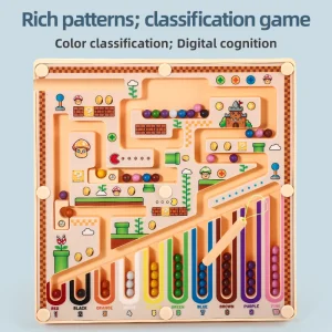 En magnetisk labyrint – avancerat pussel för barn som främjar matematisk logik, kognitiv klassificering, utbildningsintelligens samt visuell och intellektuell utveckling och uppmuntrar praktisk lek och hjärnbaserat lärande