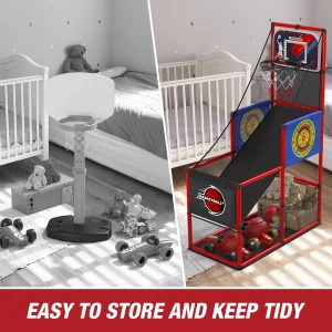 Arcade-basketspelset för inomhus- och utomhusbruk – enkel uppsättning med pump och bollar, perfekt present till högtider och födelsedagar