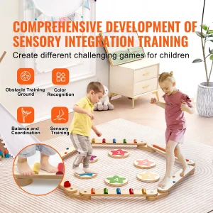 Alternative view of 6-delars träbalansbana med stegbanor för inomhus och utomhus – barn 2–6 år (Montessori-inspirerad leksak)