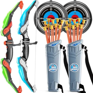 Alternative view of Pilbåge- och pilställsset med LED-ljus för barn