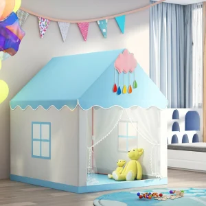 Sänghimmel med avdelningstält – Sagolikt prinsessslottslekhus (portabelt, ljus ingår ej)