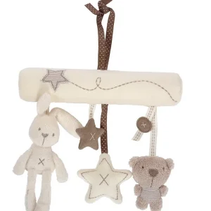 Spjälsängsleksak: Hängande mjuk plysch rattle-leksak med musik – kanin/stjärnform för småbarn