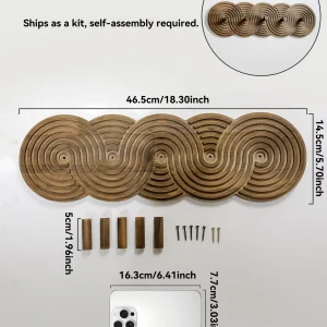 Boho träväggkrok med spiralmönster – femkrokar för entré och sovrum