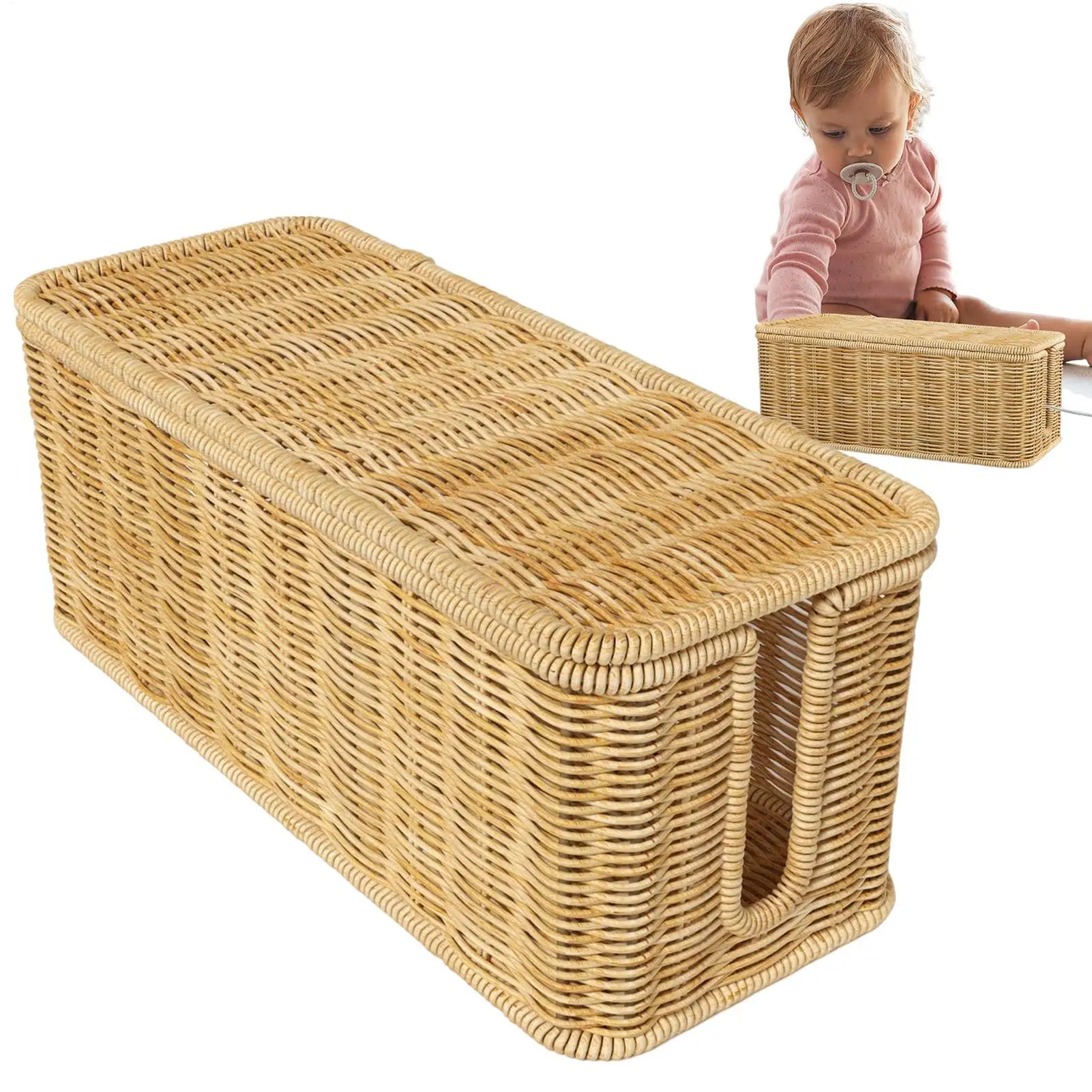 Handgjord kabelhanteringsbox i rotting – två öppna spår för kablar under skrivbordet 5 Handgjord kabelhanteringsbox i rotting – två öppna spår för kablar under skrivbordet - Bild 5